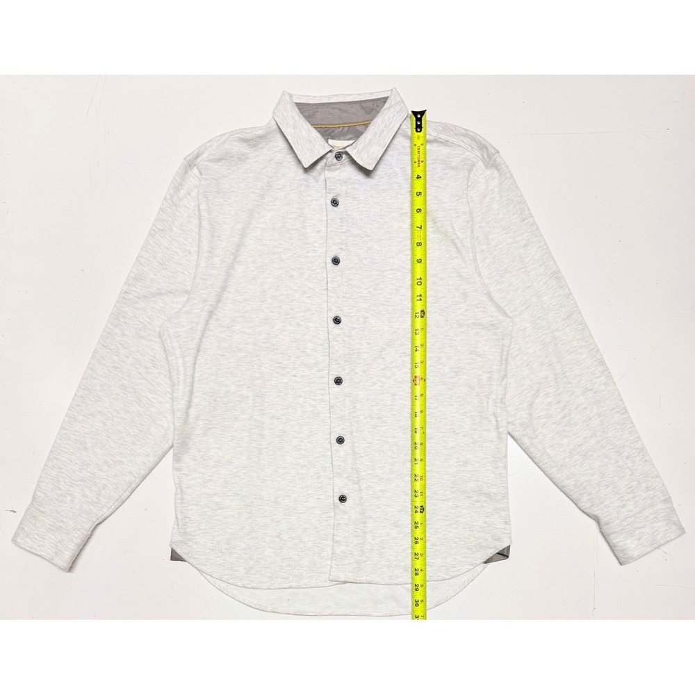 Fundamental Coast Mens Large Gray Jersey Knit Button‎ Down Shirt Long Sleeve L